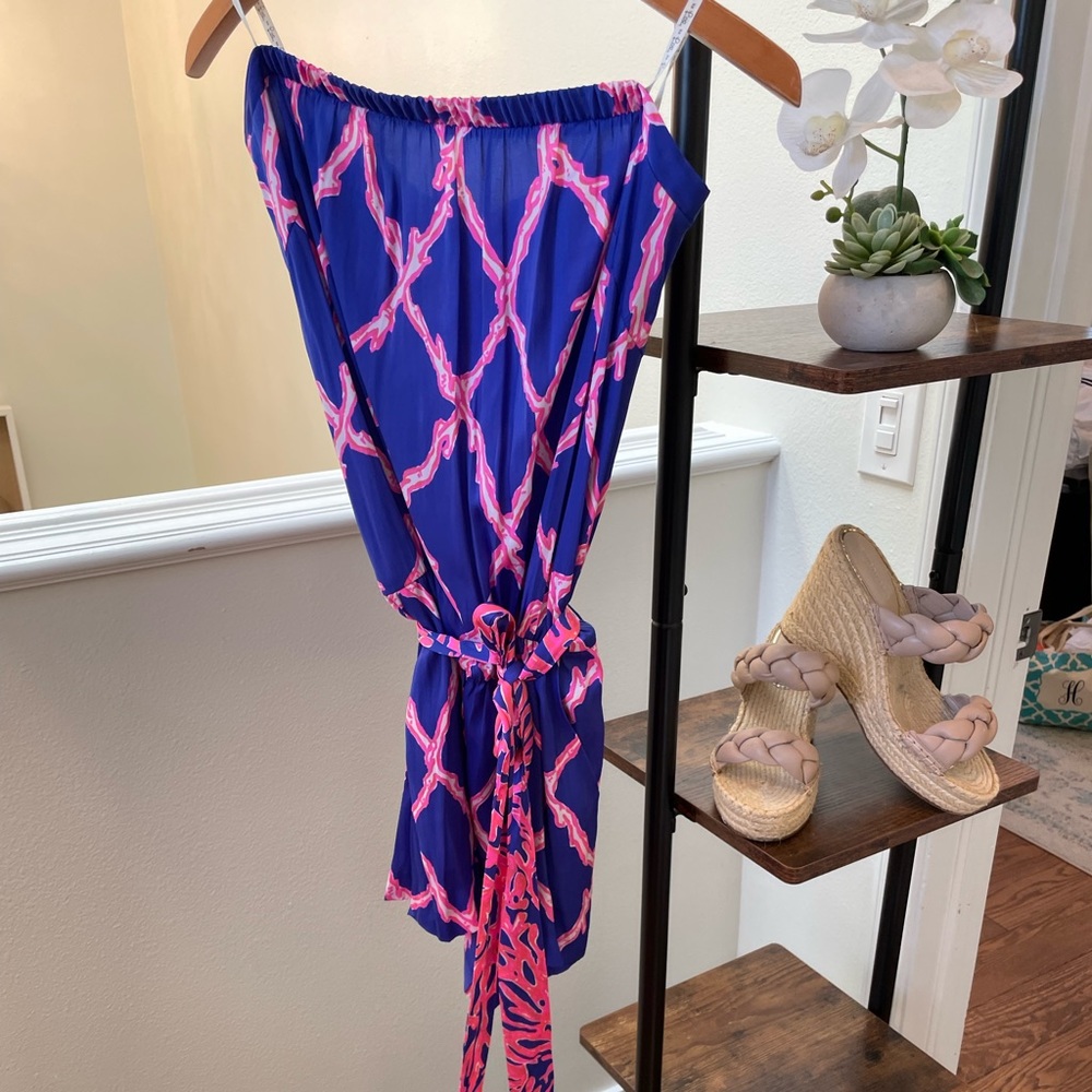 ☀️LILLY PULITZER Santorini Ritz Romper in deep dive L